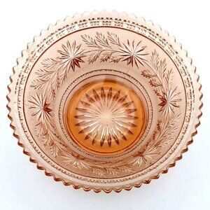 Vintage Imperial Glass Pink Strawflower Mayonnaise Serving Bowl Depression Era